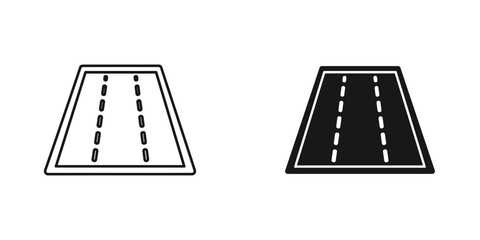 Black and White Road Illustrations with Dashed Lines on White Background © Monir Stock