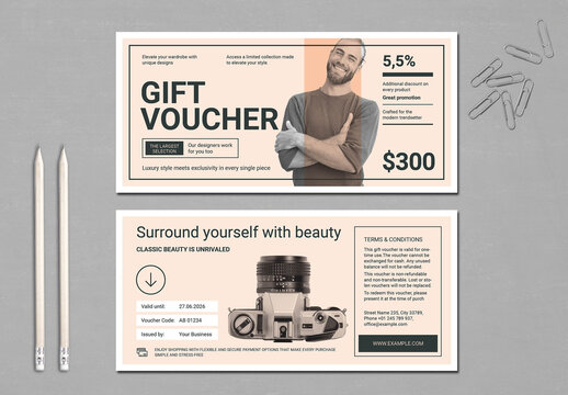 Light Template for Gift Voucher with Quota in Pale Peach