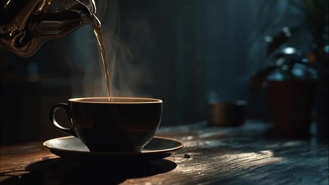 Relaxing morning ritual with a warm drink and soft bokeh background