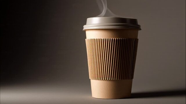 To-go tea or coffee cup with flame logo and realistic steam