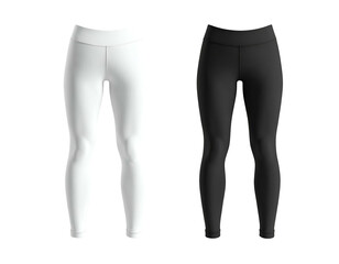 Two full-length leggings, one white, one black