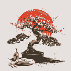 Beautiful Bonsai Tree with Colorfull design