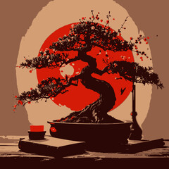 Beautiful Bonsai Tree with Colorfull design