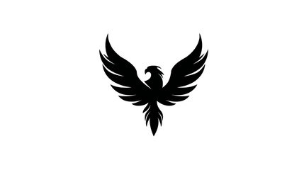 Obraz premium Powerful black bird silhouette with spread wings, an elegant and majestic graphic design representing strength, freedom, and soaring ambition.