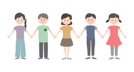 手を繋いでいる笑顔の子どもたち