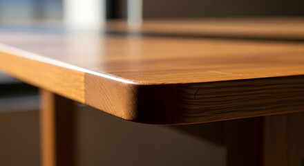 A macro perspective of a high quality timber furniture piece showing wood grain and finish