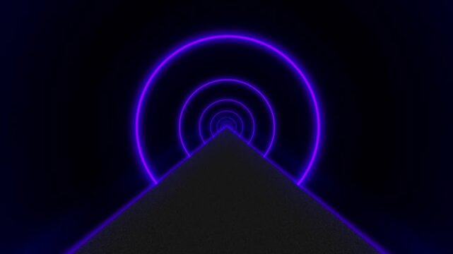 Futuristic hyperspace tunnel rotating with glowing neon lights and reflections creating a mesmerizing visual effect, perfect for technology, gaming, or sci-fi theme