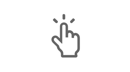 Obraz premium Outline hand cursor icon with clicking animation effect, representing digital interaction, selection, and tap gesture.