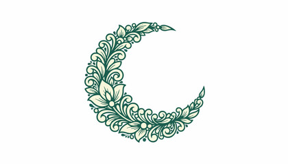 Premium Vector Element: Elegant Floral Crescent Motif for Luxury Branding and Sustainable Corporate Design
