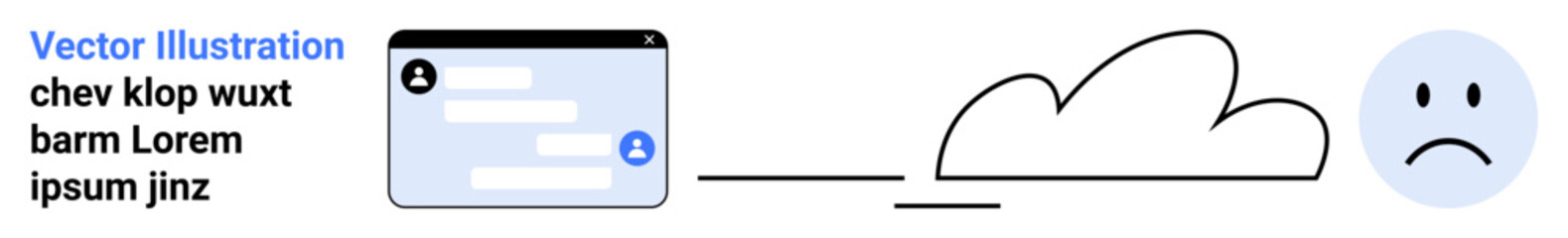 Fototapeta premium User privacy, data security, cloud technology, digital interaction, emotional communication, transparency issues. A digital interface connected to a cloud and a sad face. User privacy and data