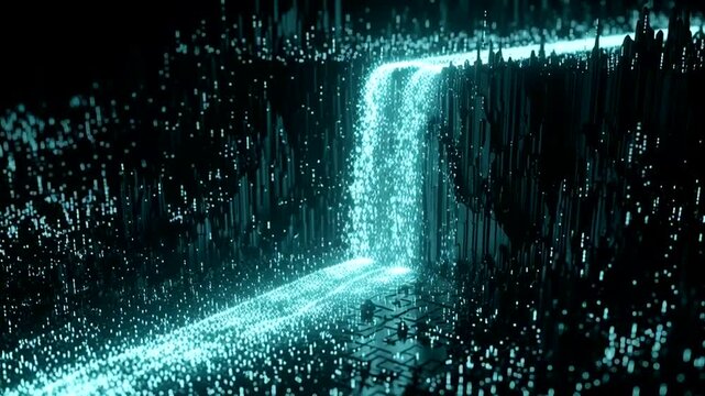 Glowing Blue Light Trail Animation Loop.