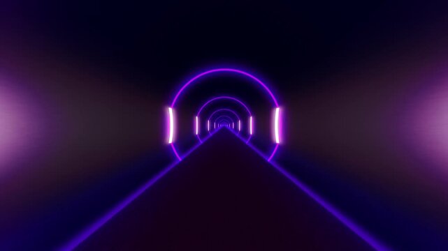 Hyperspace Jump Warp Speed Visual Fx/ Animation of a stunning space themed background of an neon hyperspace jump with purple white warp speed visual fx and shining circle rings in a seamless loop 