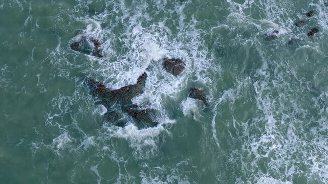aerial view of the sea, sunrise of korea, west sea of korea, beach of taean, reef of sea, wave of sea