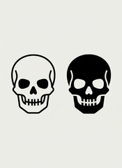Fototapeta premium Minimalist Skull Icon Set Black and White Vector Style