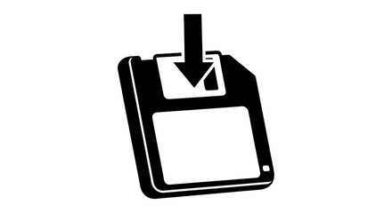 Obraz premium Floppy disk save and download icon. Digital data storage symbol. File backup and transfer concept. Technology graphic element.