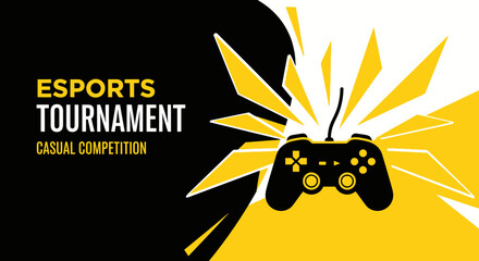 Naklejka premium Dynamic Gaming Event Announcement Concept Featuring Controller and Stylish Modern Design