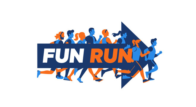 Dynamic Fun Run Team Illustration And Graphic With Arrow Motivating Movement And Activity
