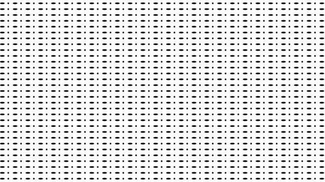 Rows of dots with ovals move across the screen, creating a visually original distortion, as if the texture is being stretched.