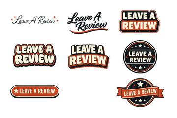 Leave a review designs: bold text, typography, stars, and banners