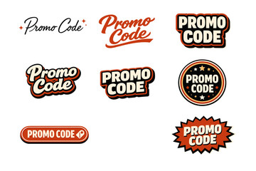 Fototapeta premium Variety of promo code designs in different styles and shapes