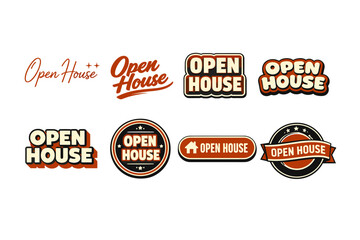 Obraz premium Vintage-style open house signage collection in bold typography