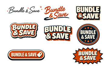 Bundle and save labels set with bold orange and black designs