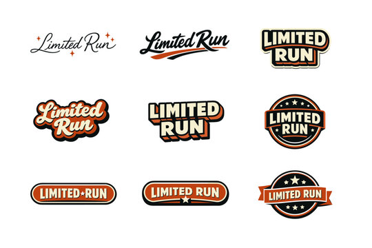 Collection of vintage-styled limited run logos set with retro typography designs