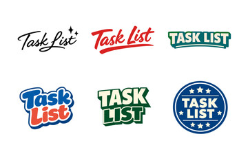 Obraz premium Collection of six diverse task list logos with unique typography