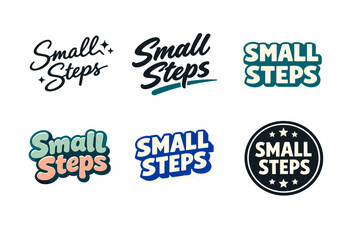 Fototapeta premium Diverse designs of small steps logos showcasing typography styles