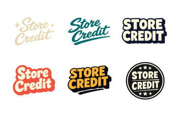 Fototapeta premium Variety of store credit logo designs in different fonts and styles