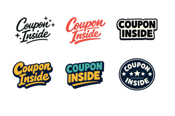 Obraz premium Variety of 'coupon inside' logos with different colors and styles