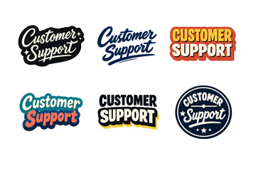 Fototapeta premium Diverse customer support text design styles in various colors and fonts