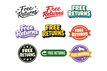 Obraz premium Various free returns label designs in bold colors and styles