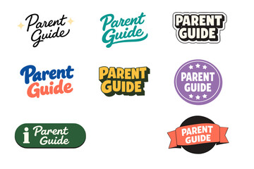 Obraz premium Colorful parent guide logos in various styles and fonts