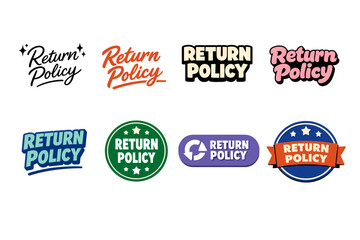 Obraz premium Variety of colorful return policy badge designs in different styles