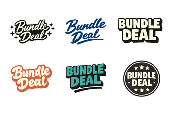 Obraz premium Bundle deal logos in various styles and fonts on white background
