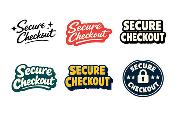 Obraz premium Various secure checkout badge designs in different styles and colors