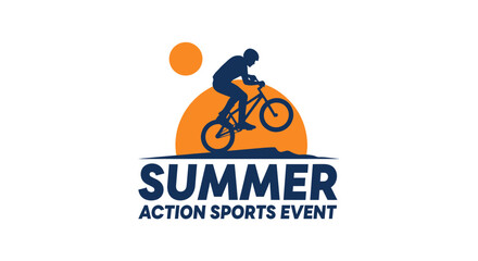 Naklejka premium Dynamic Summer Action Sports Bicycle Event Logo Design