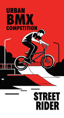 Naklejka premium Dynamic Urban Bmx Competition Street Rider Action Shot