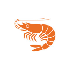 Simple orange shrimp illustration a stylized crustacean graphic design