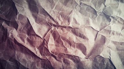 The textured surface of the crumpled paper displays a complex pattern of folds and shadows, creating an abstract and artistic visual effect with a vintage aesthetic
