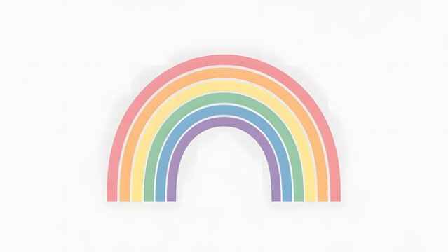 Soft Pastel Rainbow Arch on White Background - Hopeful, Dreamy, Sky Symbol