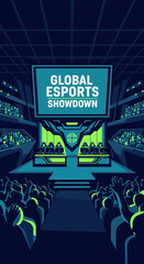 Obraz premium Exciting Global Esports Tournament Stage With Crowd Cheering Energetically