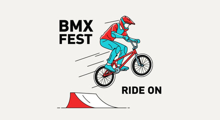 Obraz premium Exciting Bmx Fest Featuring Rider Performing A Jump On Bicycle