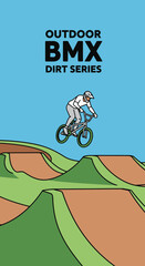 Naklejka premium Extreme Outdoor Bmx Dirt Series Adventure Athlete Performing Freestyle Jump