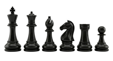 Chess pieces arranged, strategic game of the mind.Isolated on transparent background 