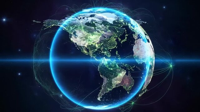 Exploring a Global Digital Network Visual in a Modern World Scene