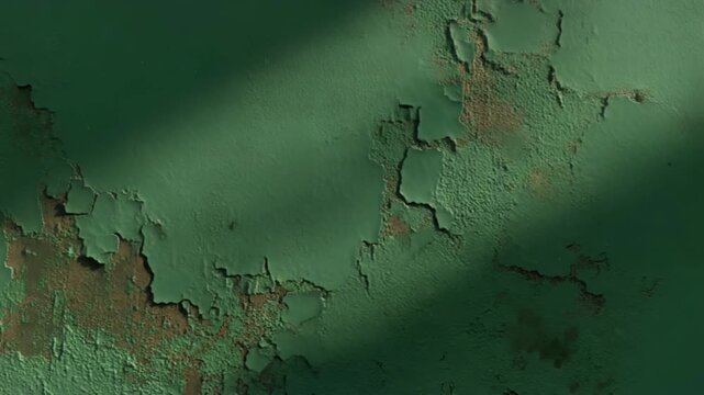 3D realistic rendering of an old green painted wall texture background. Weathered surface wi