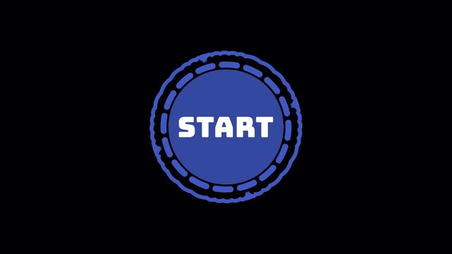start button circle badge animation stitched border play control emblem, for badge icon, decorative start button, interface control, digital trigger.
