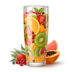 Fresh fruit infused water with colorful fruit slices